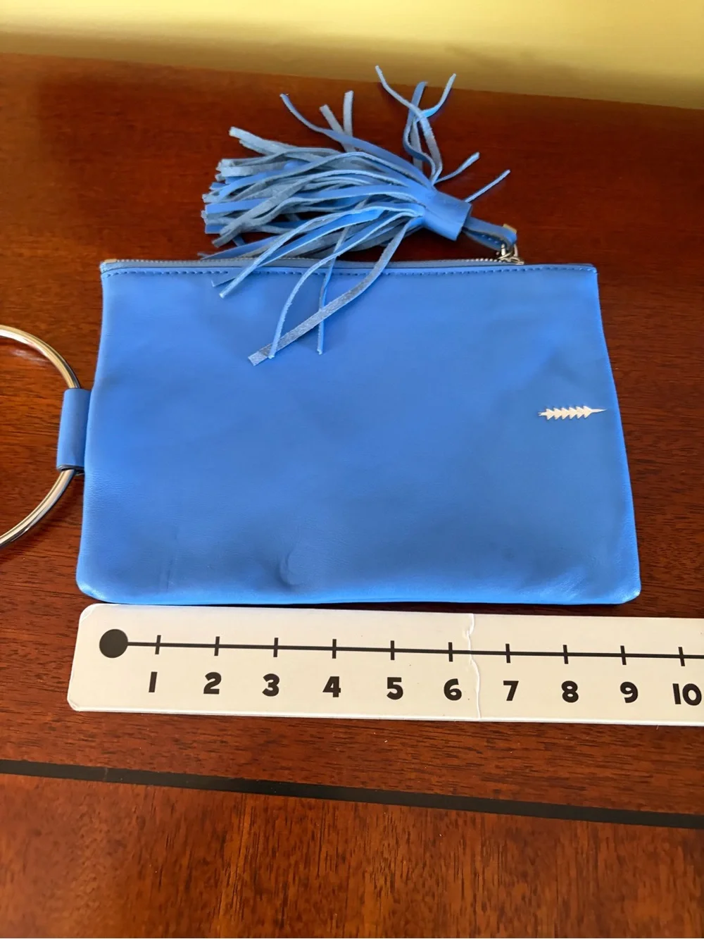 Thacker Nolita Cerulian Surf Blue Leather Purse/Wristlet with Tassel